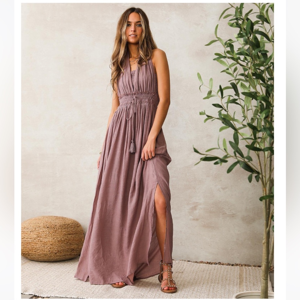 Wishlist Apparel Boho Halter Maxi Dress